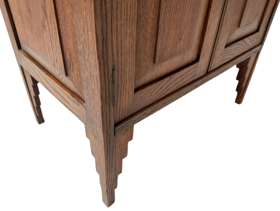 Art Deco Amsterdamse School Cabinet with Black Lacquered Top, 1920s